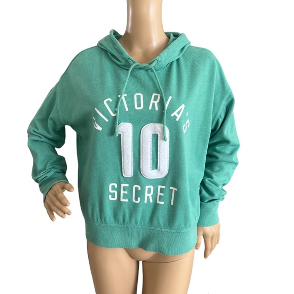 Victoria’s Secret Crop Hooded Pullover Logo Drawstring - Picture 1 of 4